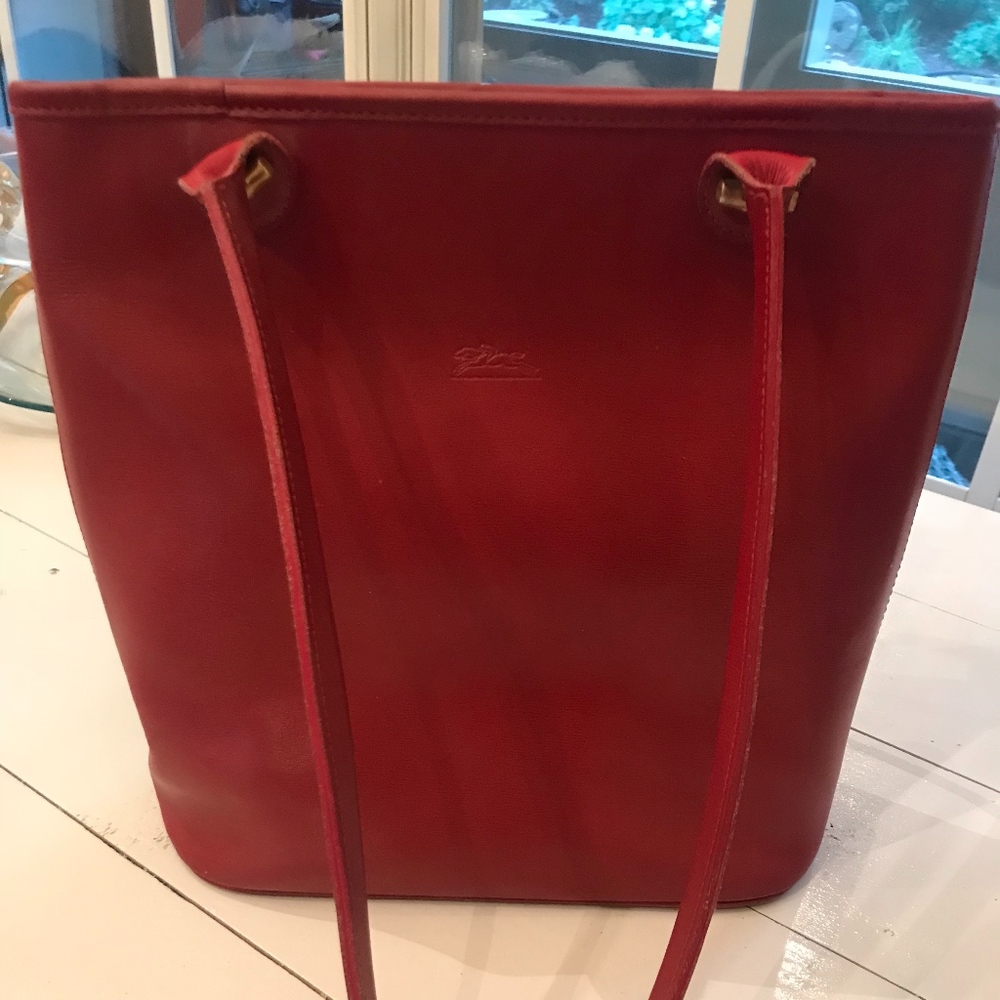 Longchamp red leather tote
